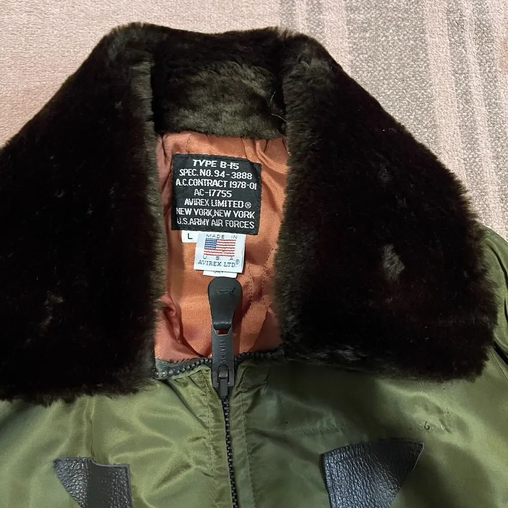 Avirex Vintage Type B-15 Flight Jacket Authentic Aviator LTD Flight Mens‎ SZ LRG - Picture 13 of 16